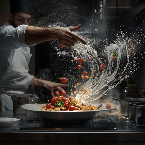 厨师专注准备重要菜肴