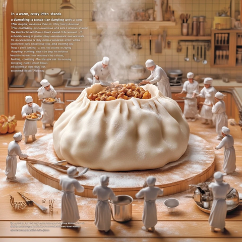 巨型俄罗斯饺子厨房场景