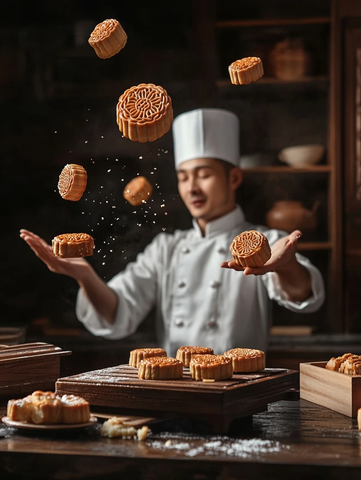木质月饼模具制作月饼场景