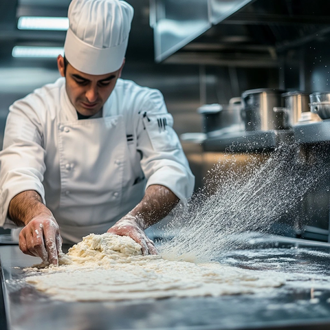 厨师在厨房制作面点