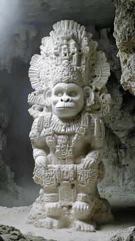 洞穴内的精美雕刻猴子石像
