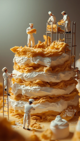 巨型拿破仑蛋糕精细制作场景