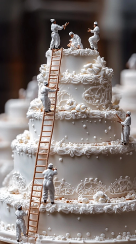 大师糕点师制作巨型白蛋糕