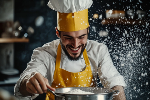 厨师厨房撒盐黄围裙