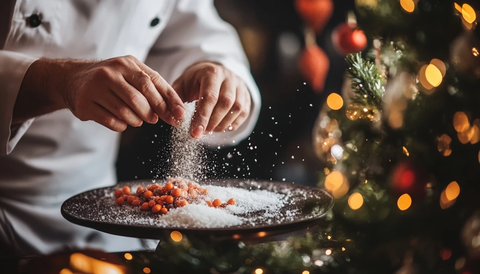 厨师撒盐庆祝节日