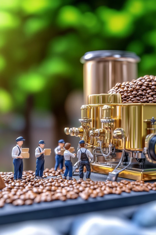 咖啡机城市与迷你咖啡店