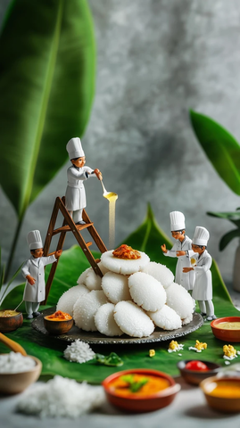 小科学家品尝印度蒸米糕