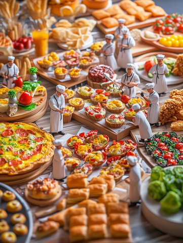 巨型手指食物与迷你厨师