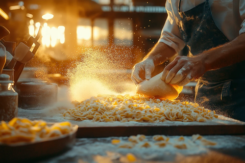 手工擀面制作意大利面