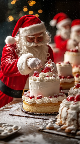 圣诞老人装饰蛋糕场景