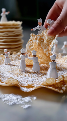 微型厨师展示俄罗斯薄饼