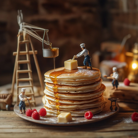 小厨师制作巨型松软煎饼