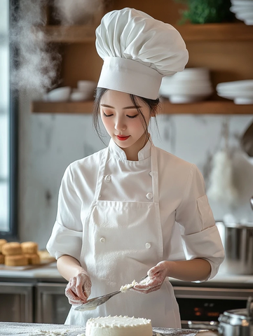女厨师厨房制作蛋糕