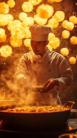 厨师品尝中式汤品