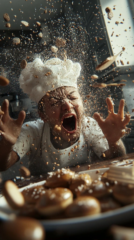 厨房中的人与糖果诱惑