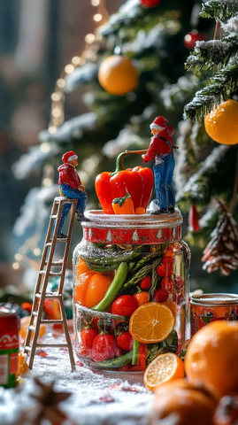 迷你工人采摘水果装饰罐