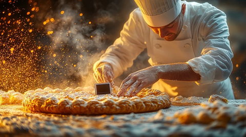 糕点师放置电脑形状国王饼