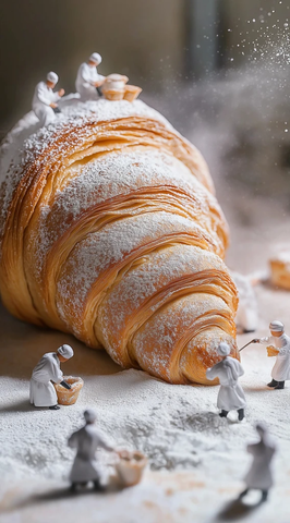 巨大牛角面包内小人制作场景