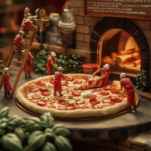 迷你厨师制作巨型披萨