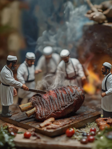 小服务员团队合作烹饪大餐