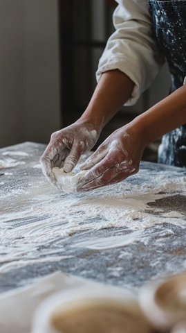 艺术家手绘白粉线条