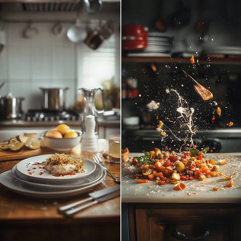 厨房整洁与凌乱的对比