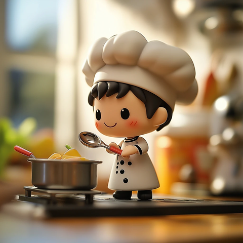 迷你厨师积木风格玩偶