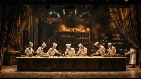 舞台上的烘焙师制作巧克力曲奇