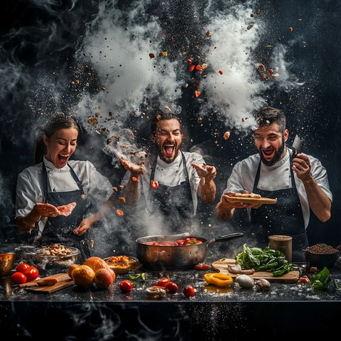 人们快乐烹饪场景