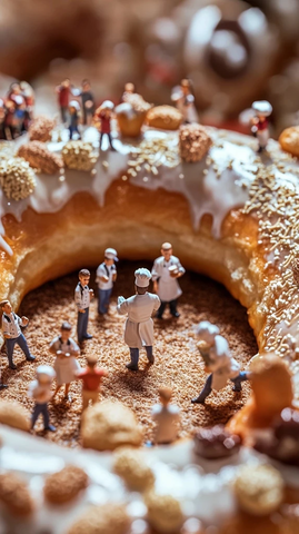 迷你人偶巨型甜甜圈场景