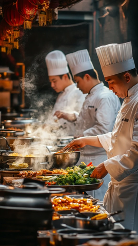 厨房厨师研究新菜谱