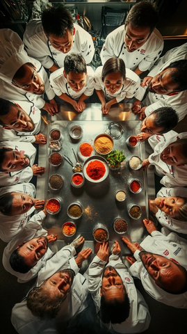 厨师抬头看镜头食材丰富