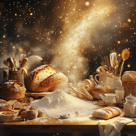 面粉银河木桌烘焙工具