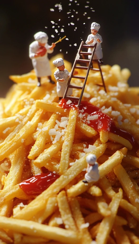 小厨师制作巨型金脆薯条