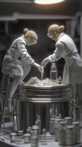 女科学家实验室调制护肤品