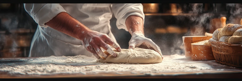 揉面师傅手作面包场景