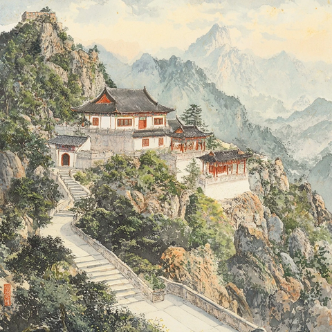 山间古建筑景观