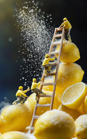 工人攀梯采集柠檬粉