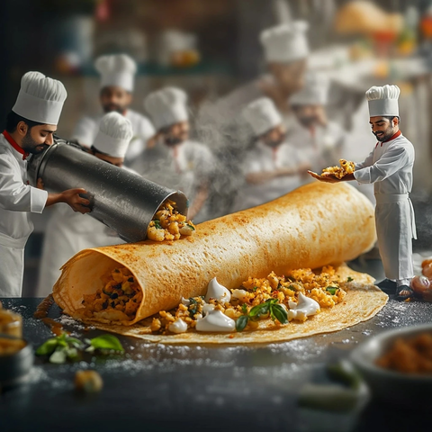 小厨师们制作玛莎拉多萨