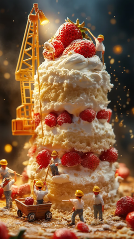 草莓短蛋糕建造现场