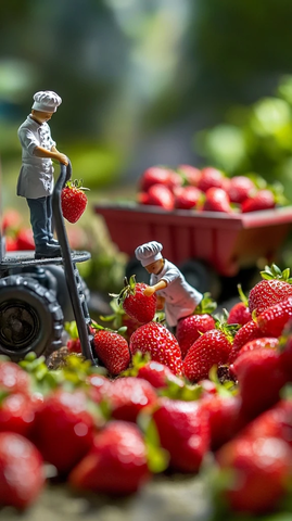 小人制作草莓汁场景