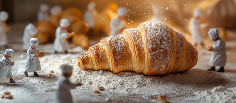 微型厨师制作牛角面包