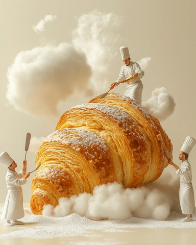 小厨师制作大牛角面包