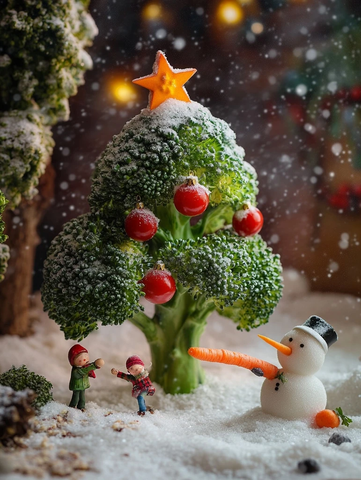 花菜圣诞树与雪球大战