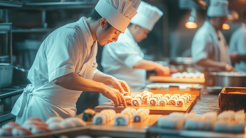 传统寿司师傅精心制作寿司