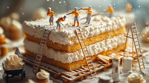 迷你厨师搭建巨型蛋糕基底