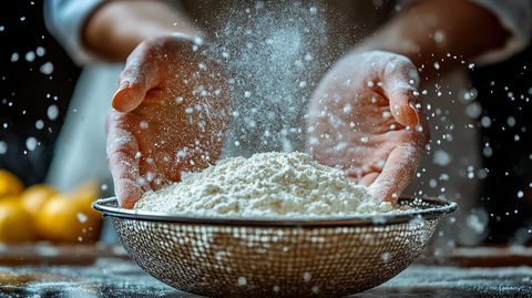 手筛面粉细腻飘落