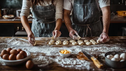 年轻夫妻厨房烘焙甜蜜时光