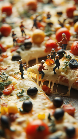 小厨师在披萨上放配料