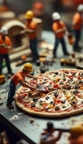 迷你工人切割大披萨